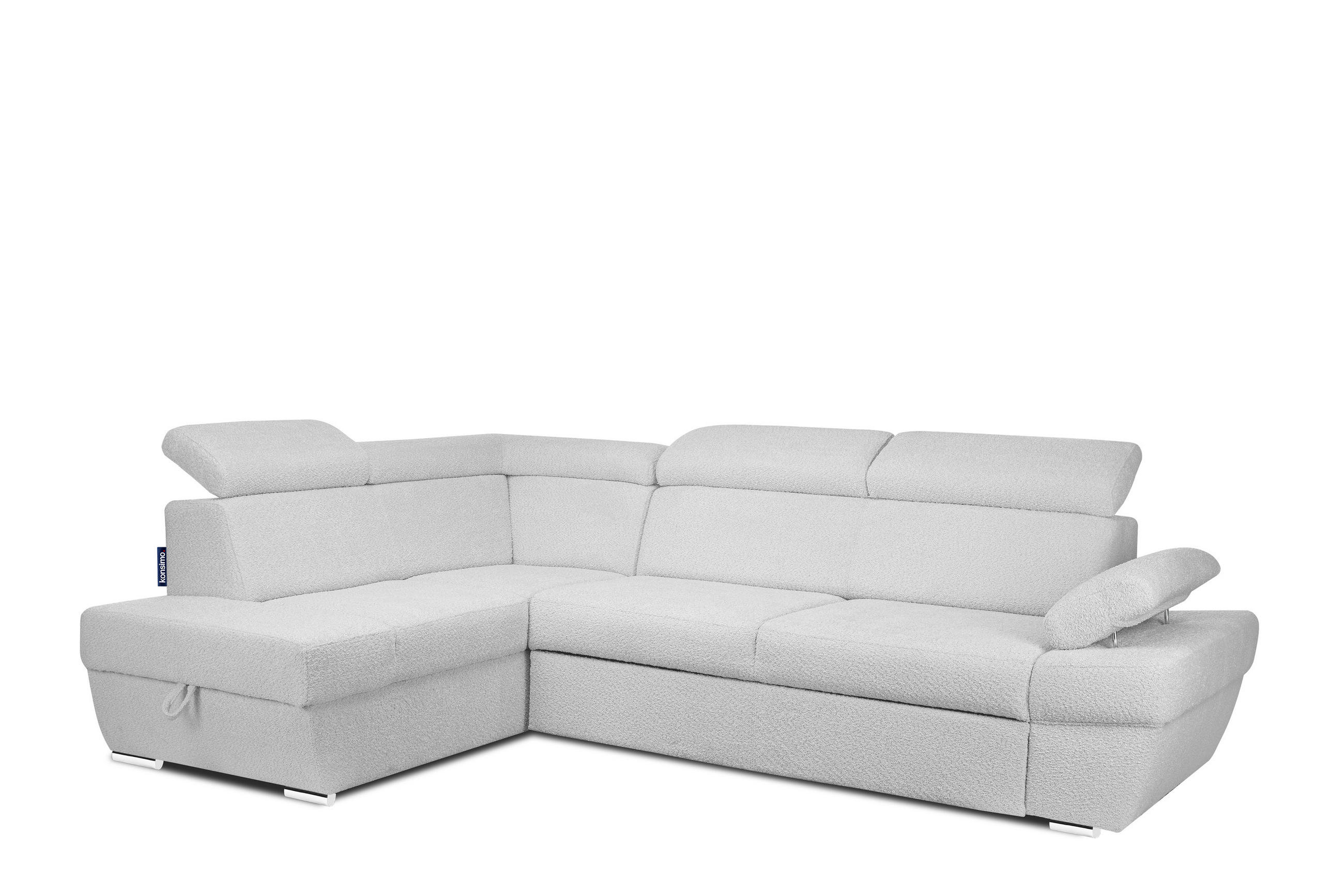 SCHLAFECKSOFA RATLO links 4/5-Sitzer mit Bettkasten, Grau - Silberfarben/Hellgrau, Textil (270/190cm) - KONSIMO®