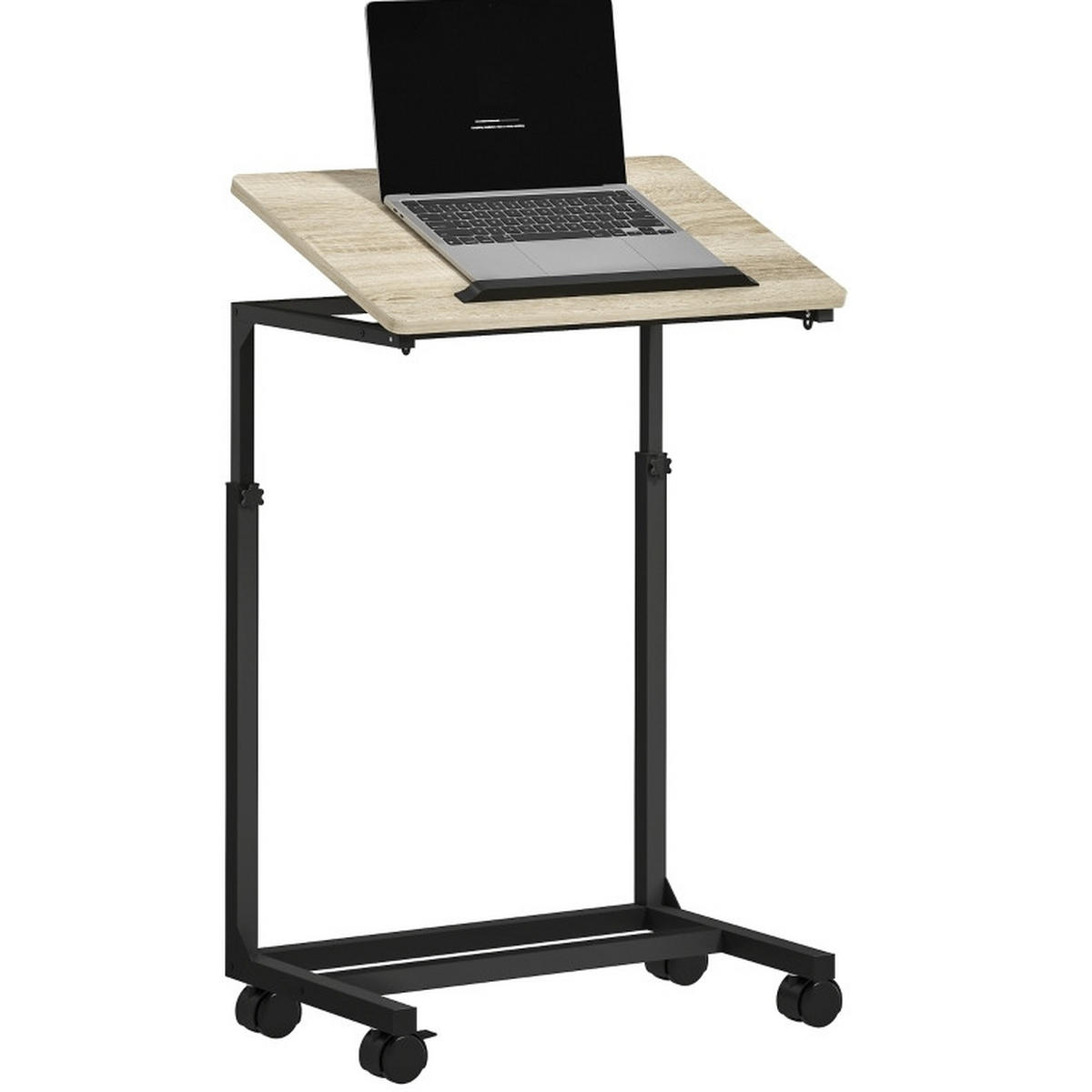 BEISTELLTISCH 55/36/62,5-82,5 cm höhenverstellbar, neigbare Tischplatte und Rollen, Eiche - Eichefarben, Holzwerkstoff (55/36/82.5cm) - Redom