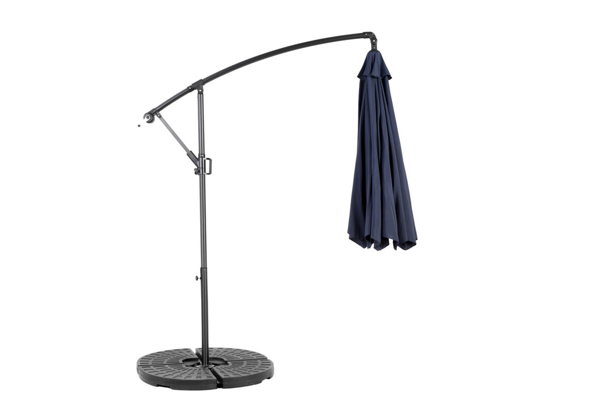 AMPELSCHIRM aus Stahl 294x294x250 cm in Blau mit Kurbel & Neigefunktion - Blau, Metall (294/294cm) - Modfu