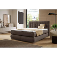 BOXSPRINGBETT BLAKE Bonellmatratze Topper 140x200 Braun - Braun, Holz (140/200cm) - Furnistar