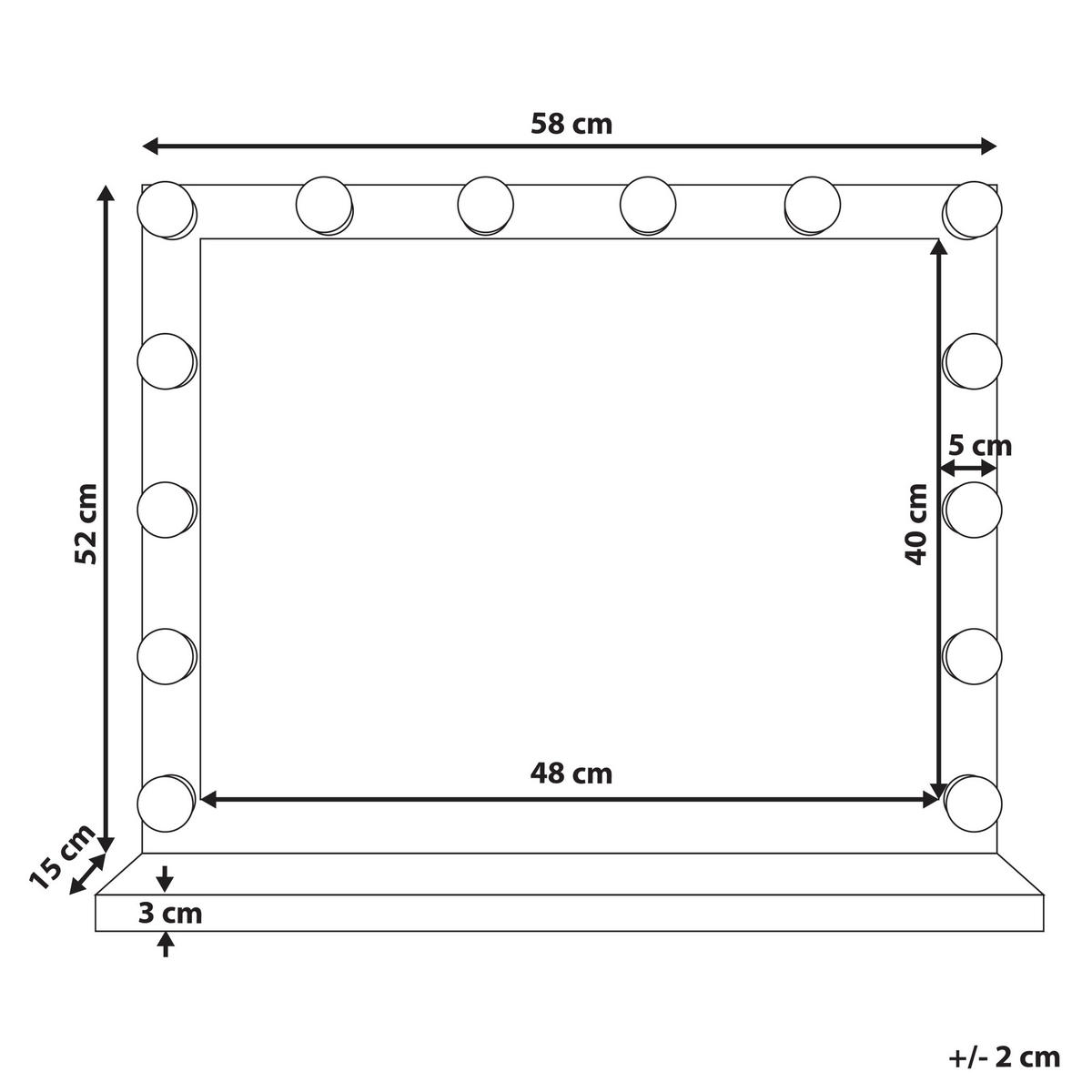 BADSPIEGEL mit LED-Beleuchtung rechteckig 50/60 cm Beauvoir - Weiß, Metall (60/50/2cm) - Beliani