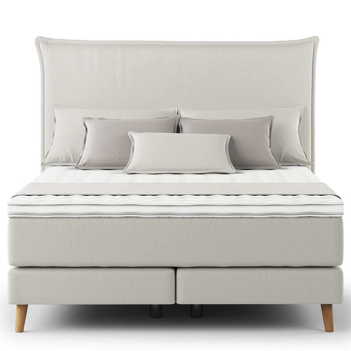 BOXSPRINGBETT - Klassisch - Platinfarben, Holz (140/200cm) - home24