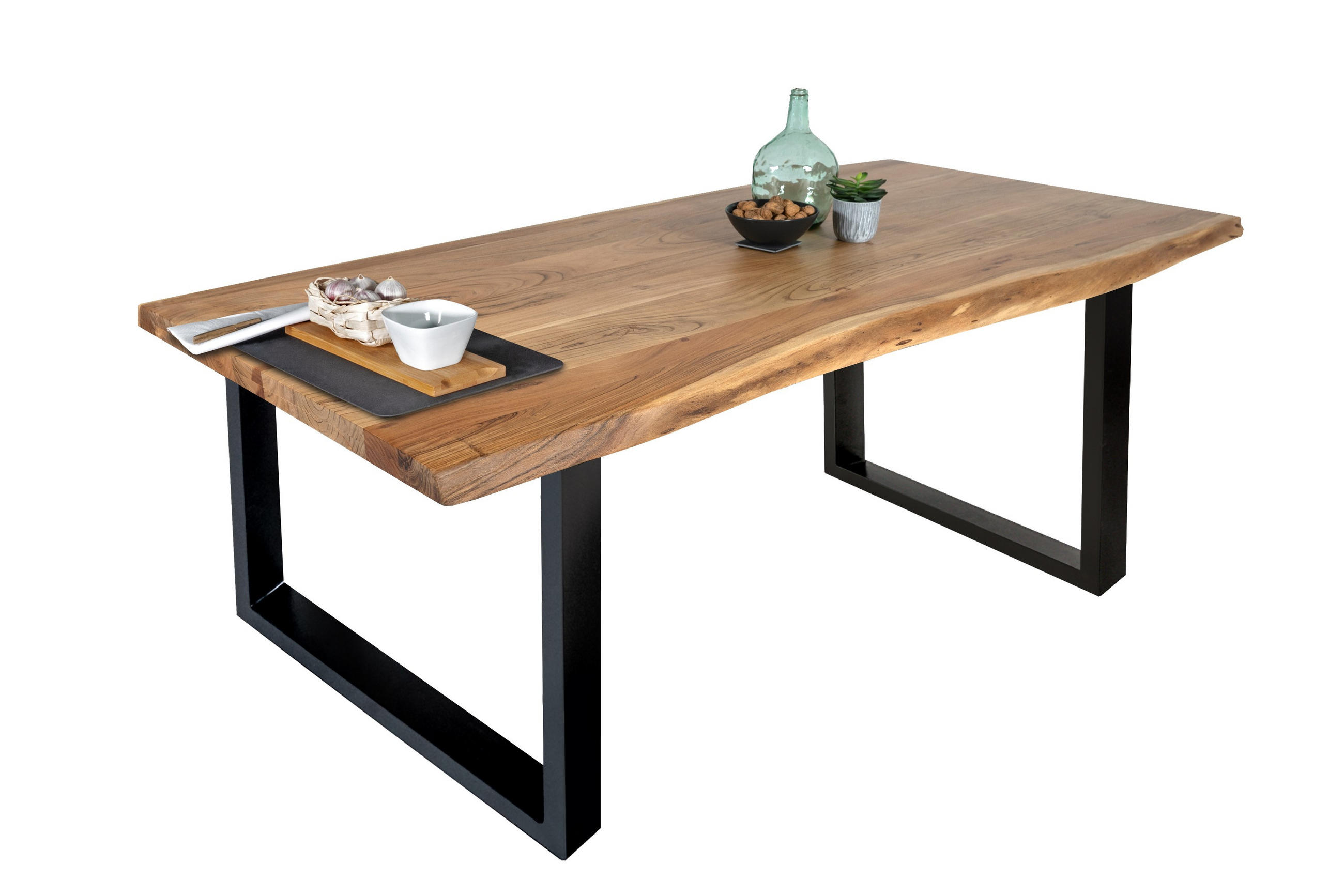 ESSTISCH THEA - Beige/Schwarz, Holz/Metall (85/160/77cm) - SAM