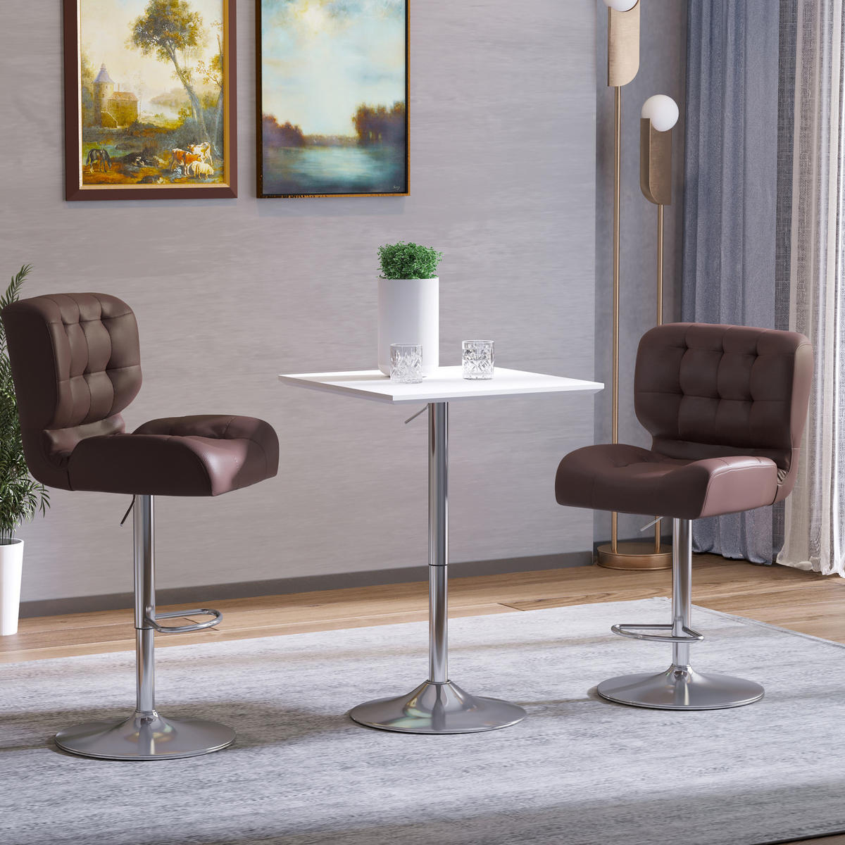 BARTISCH, MDF-Platte, Stahl, Weiß - Weiß, Kunststoff (60/60/92cm) - HOMCOM