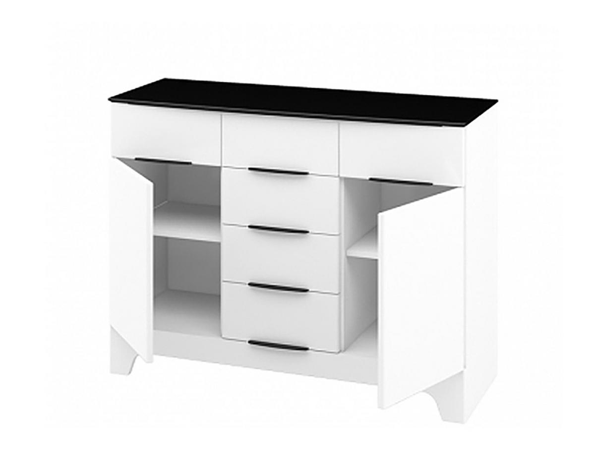 SIDEBOARD Verona weiß / weiß Hochglanz 121 / 45 / 91cm - Schwarz/Weiß, Holz/Holzwerkstoff (121/91/45cm) - Feldmann-Wohnen