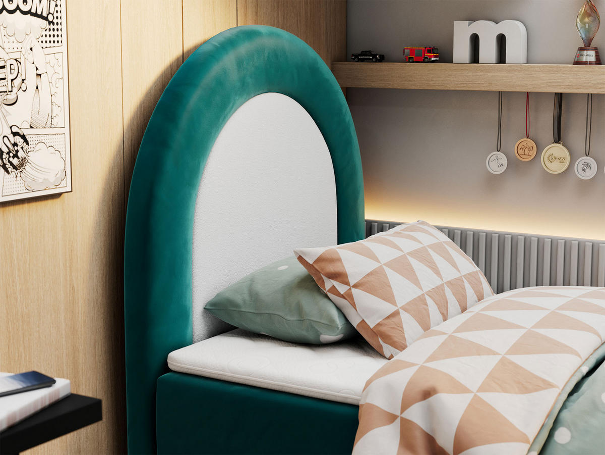 BOXBETT NEST 90/180 Dunkelgrün Velvet - H3 - Dunkelgrün, Holz/Textil (90/180cm) - MKS