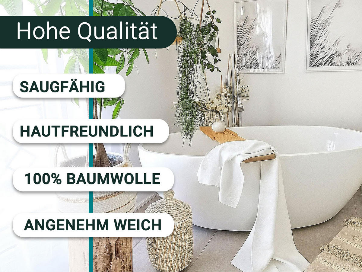 DUSCHTÜCHER, 5er-Set, 70x140 cm, 100% Baumwolle, Weiß - Weiß, Textil (70/140cm) - Zollner