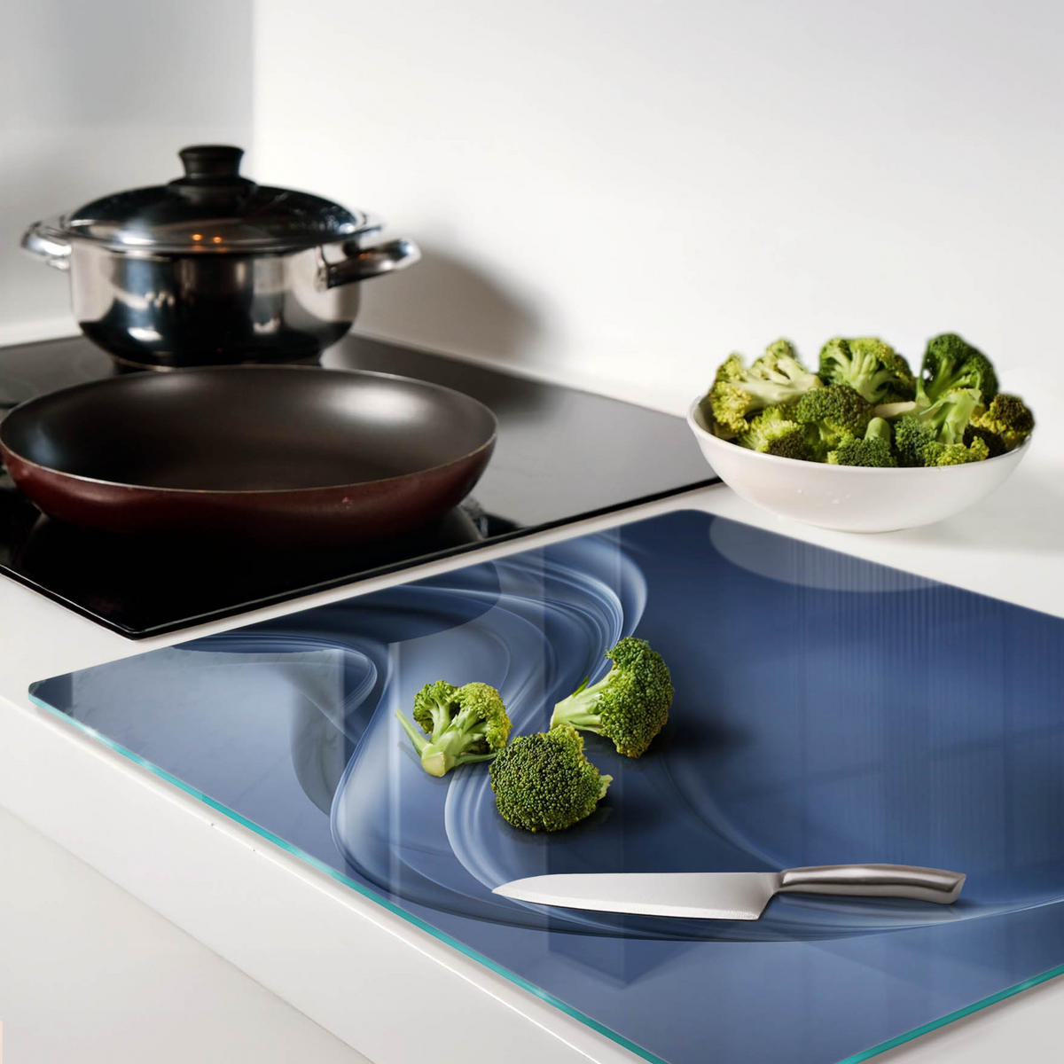 GLASPLATTE 60x52 cm Graue Welle - Grau, Glas (60/0.4/52cm) - TULUP