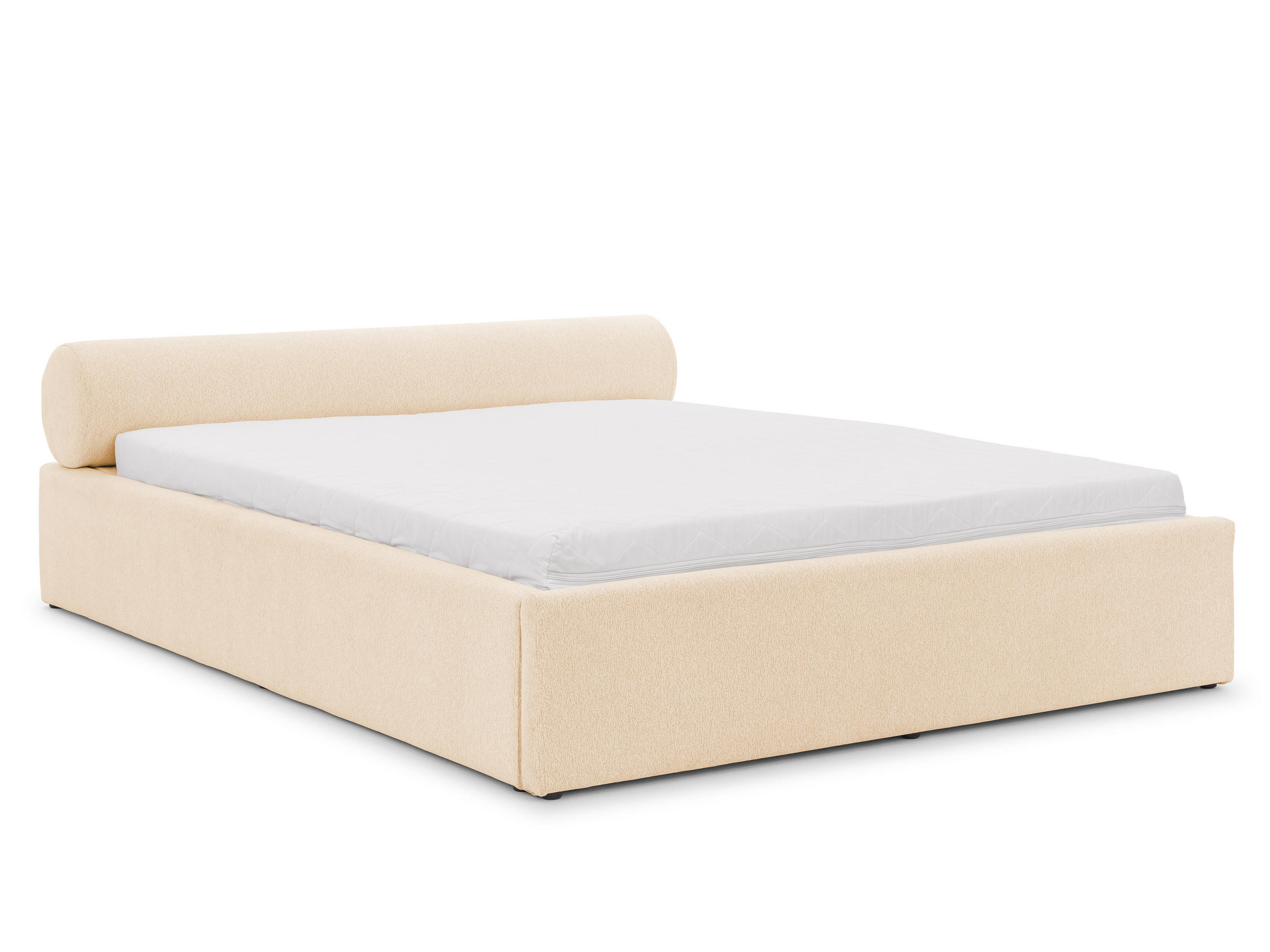 POLSTERBETT 180/200 cm Josy im Designer-Look mit Bettkasten und Lattenrost aus Hellbeige Chenille-Stoff - Beige/Schwarz, Holz/Kunststoff (180/200cm) - S-Style Möbel