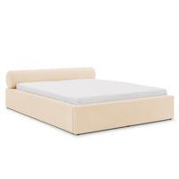 POLSTERBETT 160/200 cm Josy im Designer-Look mit Bettkasten und Lattenrost aus Hellbeige Chenille-Stoff - Beige/Schwarz, Holz/Kunststoff (160/200cm) - S-Style Möbel