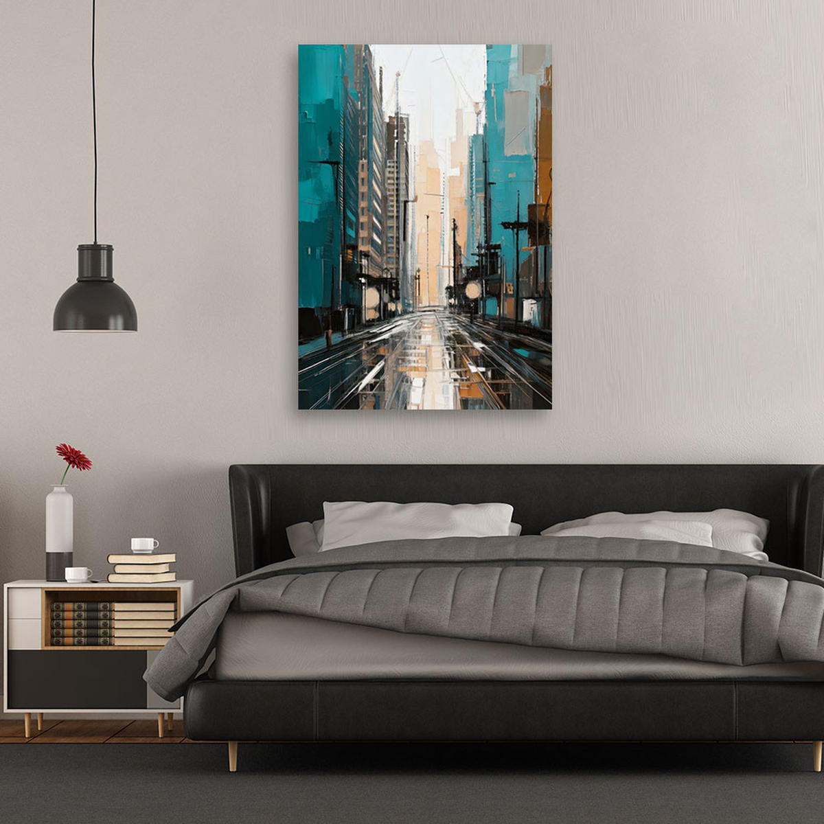 LEINWANDBILD Abstraktion 70x100cm - Türkis, Textil (70/100cm) - Feeby