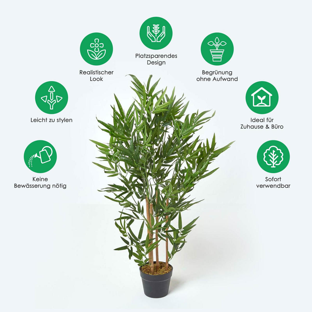 KUNSTBAUM Bambus, 95 cm - Grün, Kunststoff (95cm) - Homescapes