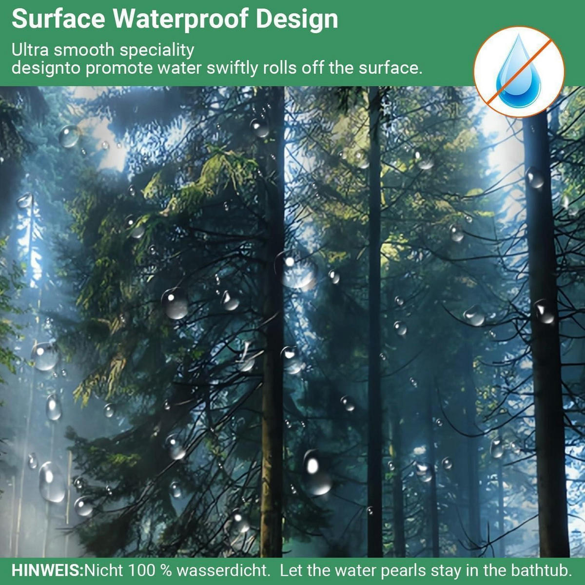 DUSCHVORHANG Sunshine Forest 240 x 180 cm Textil Wasserabweisend Waschbar - Multicolor, Textil (240/180cm)