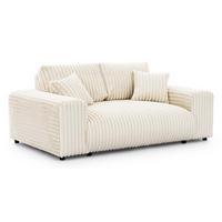 2-SITZER-SOFA Mollis Hellbeige Plüschcord - Beige/Schwarz, Holz/Kunststoff (178/79/108cm) - S-Style Möbel