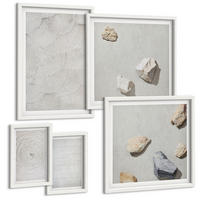 BILDER SET 5er Set - 50x50 cm & 20x30 cm & 40x60 cm Weißer Rahmen - Geometrische Pappsteine - Weiß, Kunststoff (40/60cm) - TULUP