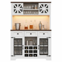 HIGHBOARD in Weiß mit LED-Beleuchtung und Schubladen für Küche und Wohnzimmer, B120/T40/H180 cm - Transparent/Weiß, Glas/Holzwerkstoff (120/180/40cm) - STILVORA