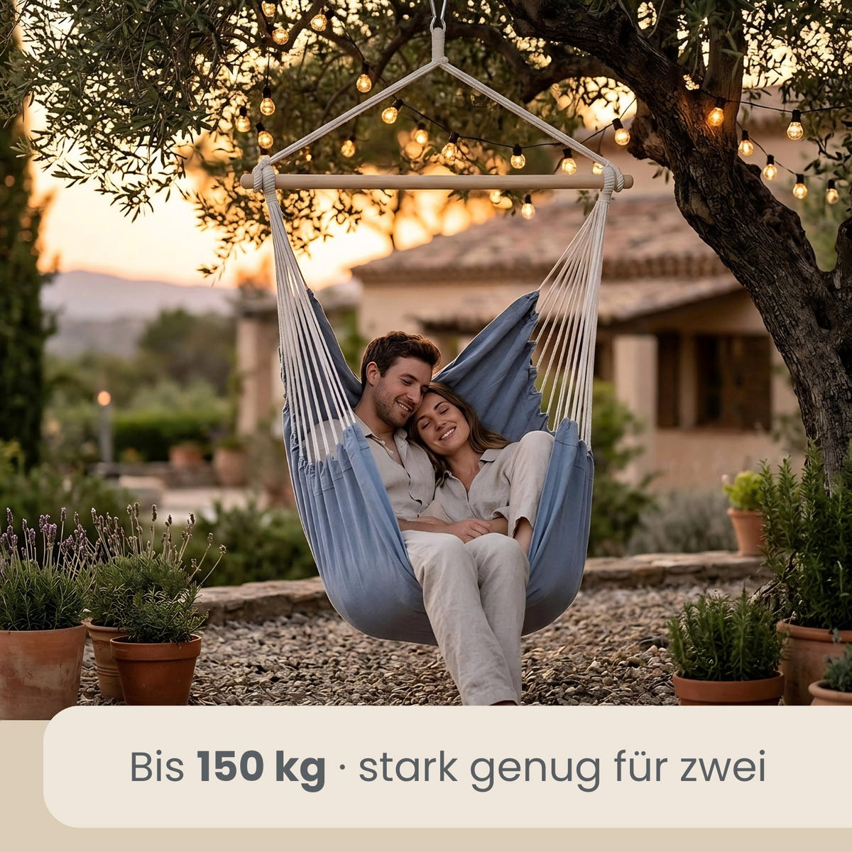 XXL HÄNGESESSEL 185/130 cm Belastbar bis 150 kg Grau - Grau, Textil (130/155/185cm) - Amanka