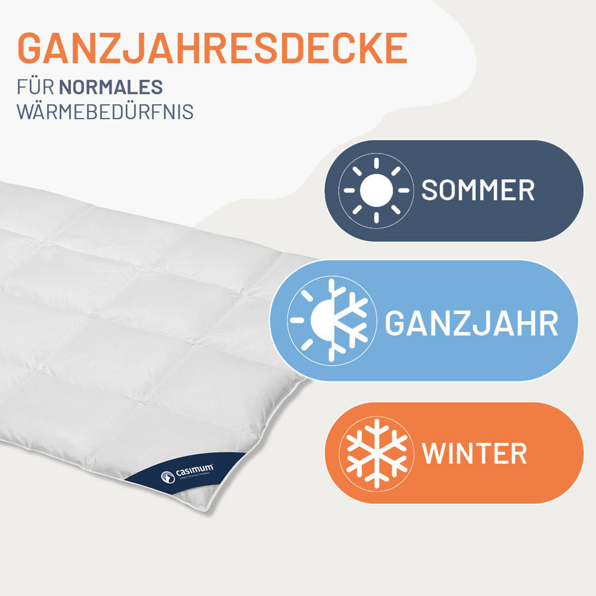 DAUNENDECKE 200x220 Normal, LUXUS Ganzjahresdecke 100% Daune - Weiß, Textil (200/220cm) - casimum