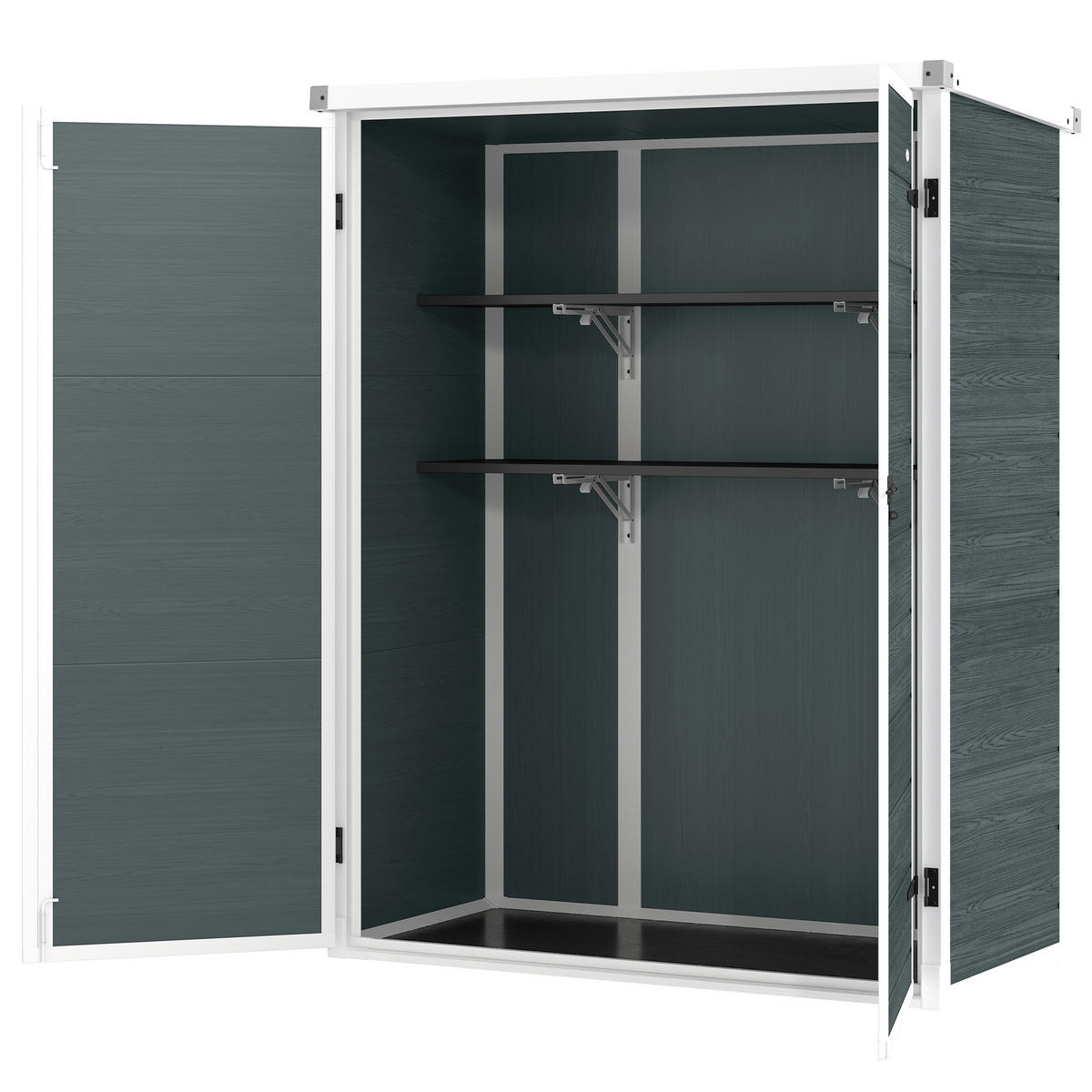GERÄTEHAUS DE-08162 klappbare Regale, abschließbare Doppeltür Grau - Grau, Kunststoff (68.5/170/134cm) - ComfortXL