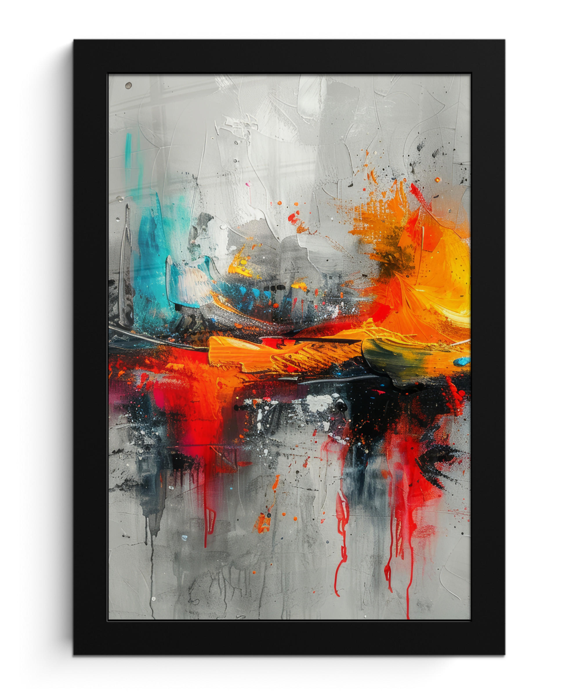 GERAHMTES BILD Moderne Kunst - Orange - Grau - Abstrakt 20x30 cm - Hellgrau, Papier (20/30cm) - MuchoWow