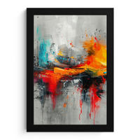 GERAHMTES BILD Moderne Kunst - Orange - Grau - Abstrakt 20x30 cm - Hellgrau, Papier (20/30cm) - MuchoWow