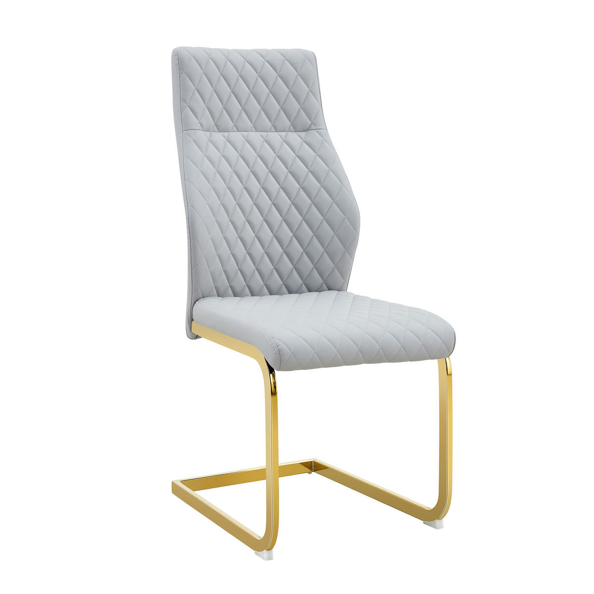 ESSGRUPPE DE-39470 5-teilig, Glastisch und 4 Stühlen mit Rautenmuster Hellgrau - Hellgrau, Metall (85/75/85cm) - ComfortXL