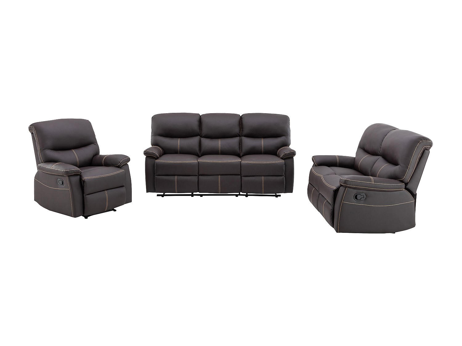 SOFAGARNITUR mit Relaxfunktion - 6 -Sitzer - Kunstleder - braun - CANBY - Braun, Leder (183/95/90cm) - Vente-Unique