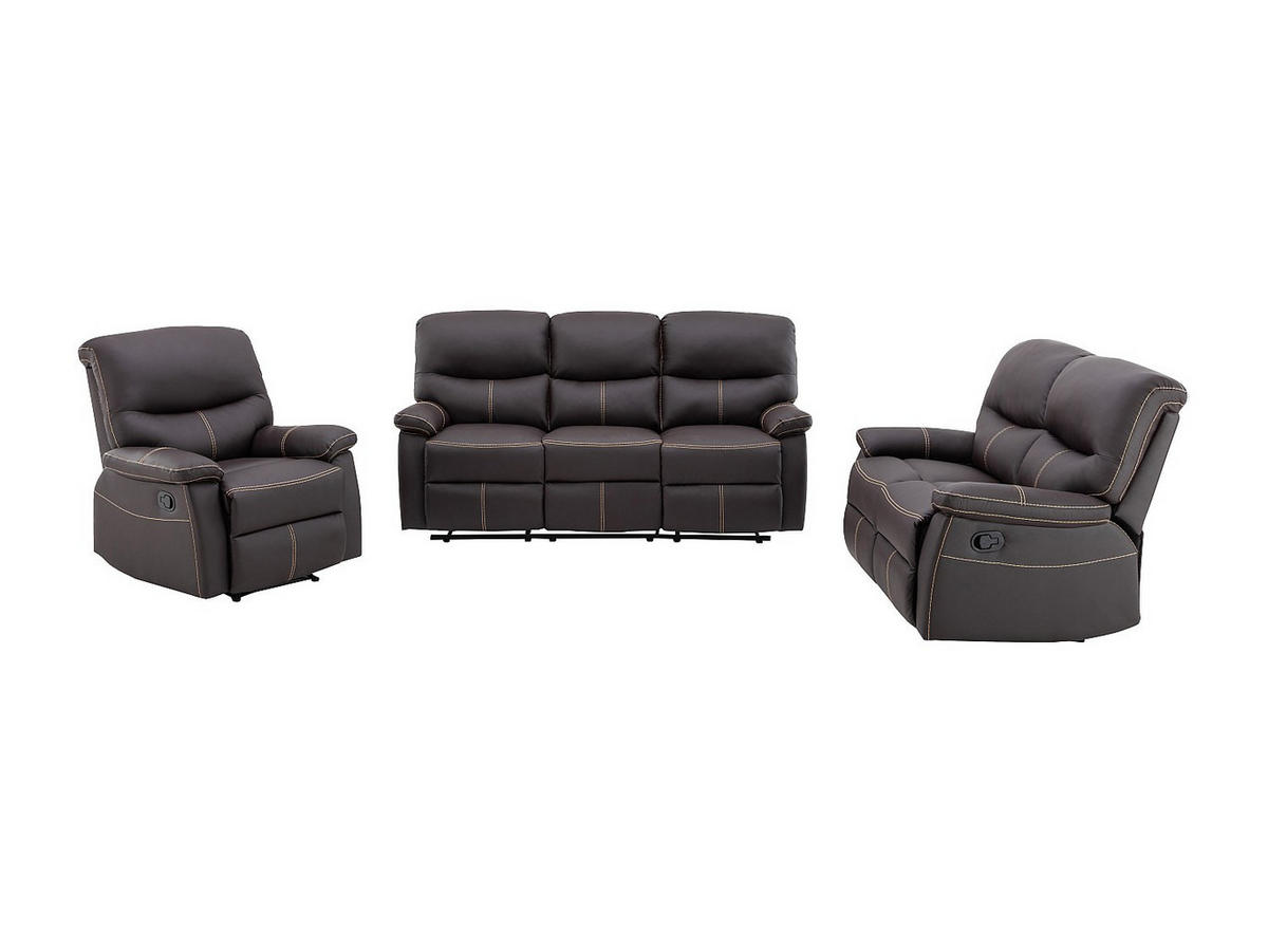 SOFAGARNITUR mit Relaxfunktion - 6 -Sitzer - Kunstleder - braun - CANBY - Braun, Leder (183/95/90cm) - Vente-Unique