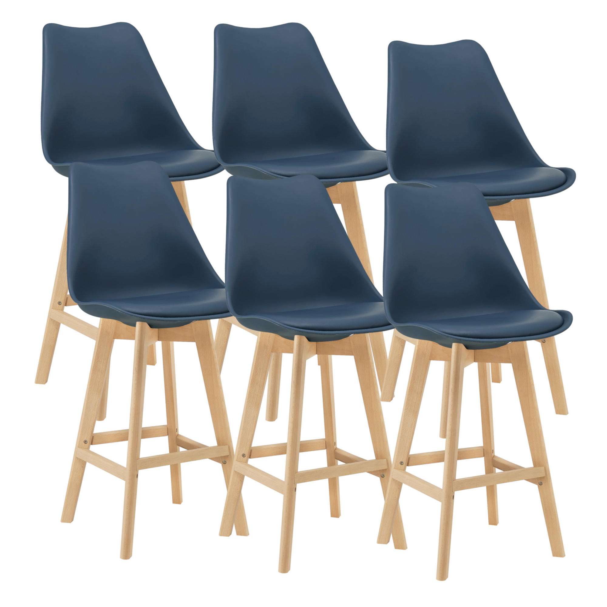 [en.casa] Barstuhl Dunkelblau 48x105x58 cm
