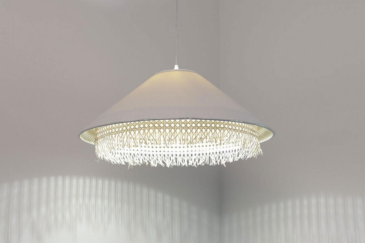 HÄNGELEUCHTE Weiß 60/26 cm - Weiß, Naturmaterialen (60/1.3/26cm) - ONZENO
