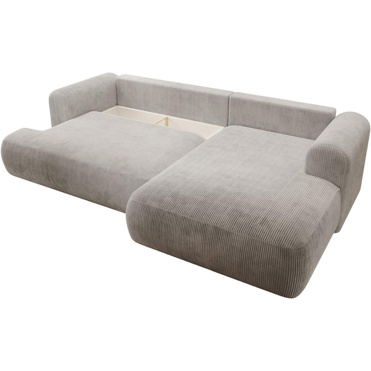 ECKSOFA Ovo Cord mit Cordbezug Graubeige, rechts - Taupe/Schwarz, Textil (165/260cm) - Selsey