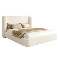 POLSTERBETT 180 x 200 cm, Bett mit Latten, beige Bouclé - Beige, Holz/Textil (180/200cm) - KOMHTOM