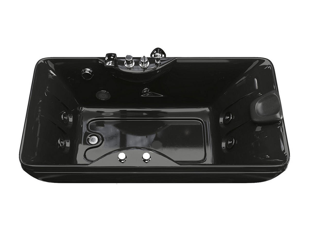 WHIRLPOOLBADEWANNE - 1 Person - Acryl - Schwarz - - Schwarz, Kunststoff (150/54.5/75cm) - Vente-Unique