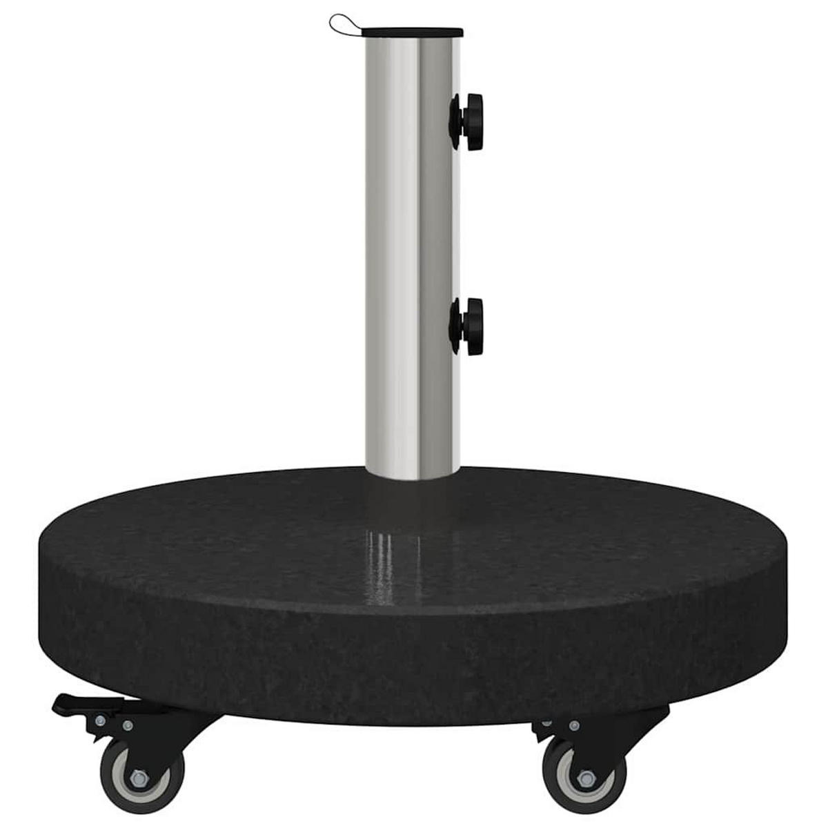 SONNENSCHIRMSTÄNDER 30Kg Schwarz Granit Und Edelstahl Rund - Schwarz, Stein (45/45cm) - vidaXL