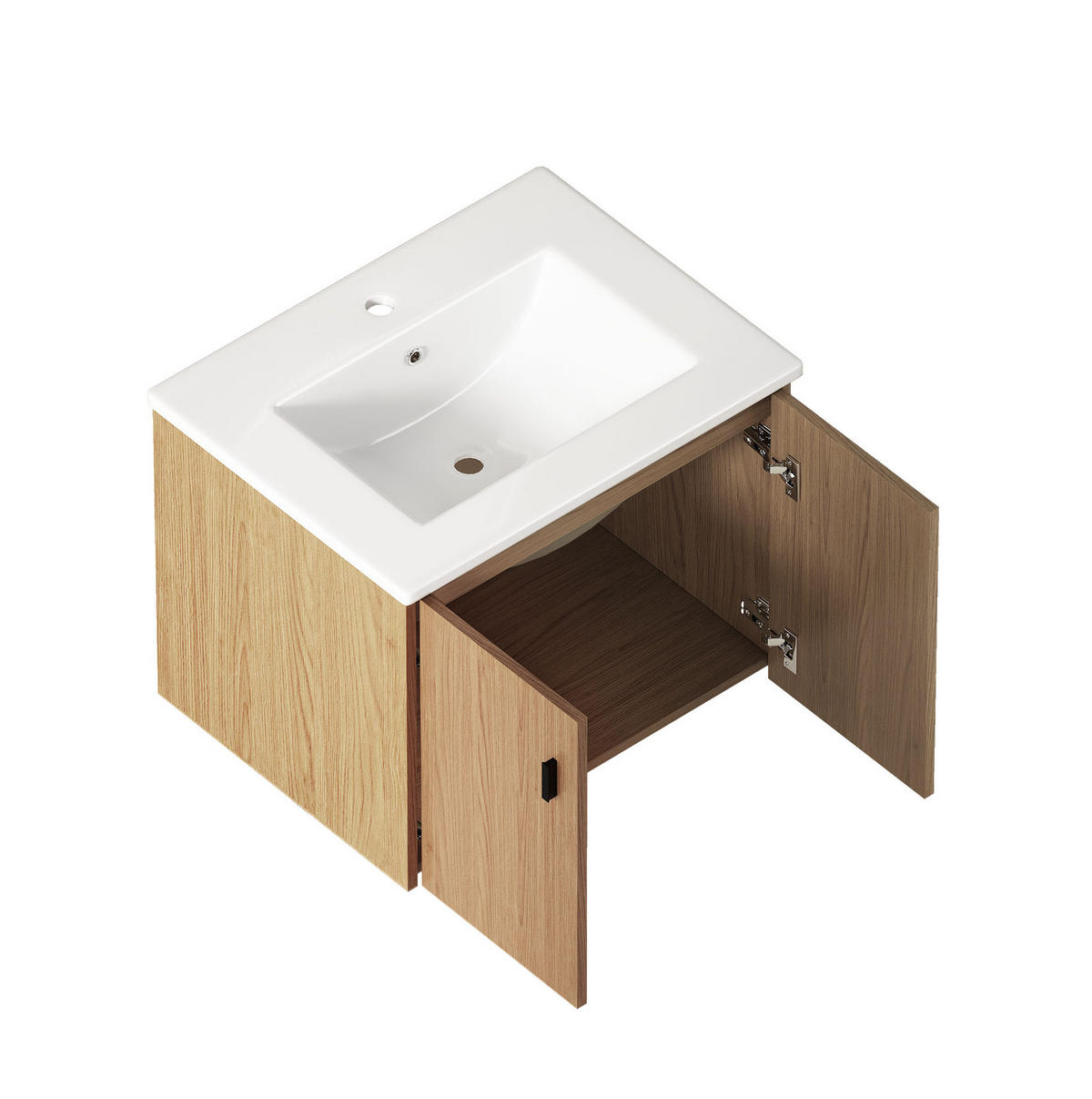 BADEZIMMERSCHRANK 60 cm Hell Eiche mit 2 Türen - Eichefarben, Holzwerkstoff (46.8/46.48/60.8cm) - Beauniv
