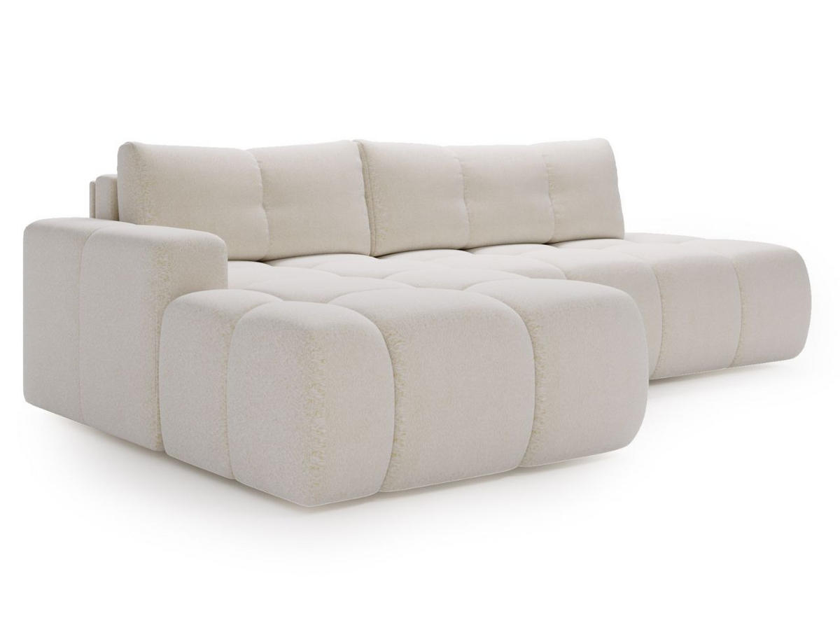 ECKSOFA Montero Bouclé-Stoff Weiß Links - Weiß, Holz/Textil (280/177cm) - Graingold