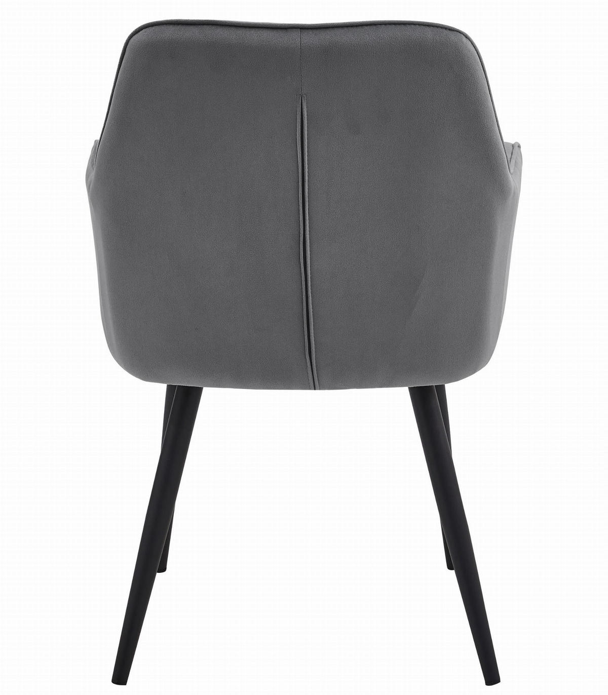 STUHL IRGOLI 4-er Set, Grau, Schwarz, mit Samtstoff gepolstert - Anthrazit, Textil/Metall (56/84/62cm) - Komodee