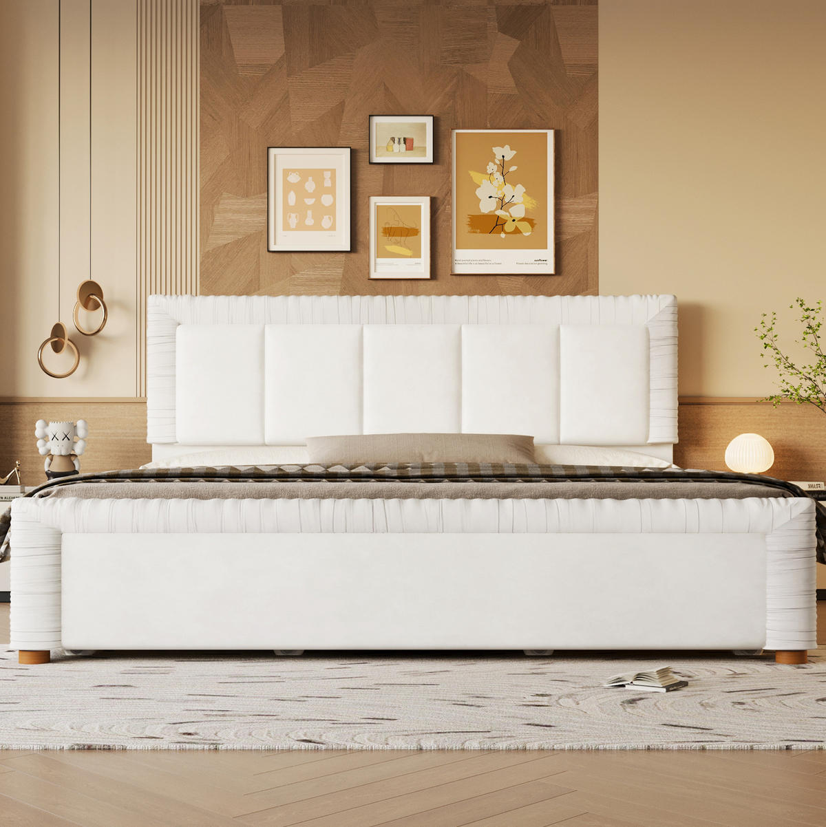 POLSTERBETT aus französischem Samt 180x200 cm Beige mit 2 Schubladen - Beige, Textil (180/200cm) - Modfu