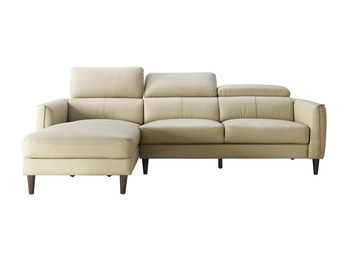 ECKSOFA - Ecke links - Büffelleder - Beige - SALVI - Beige, Leder (248/179cm) - Vente-Unique