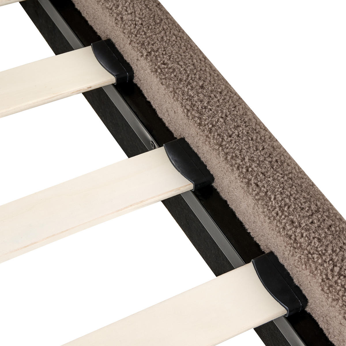 BETT 90/200 cm Taupe Roanne - Taupe/Braun, Textil (90/200cm) - Beliani