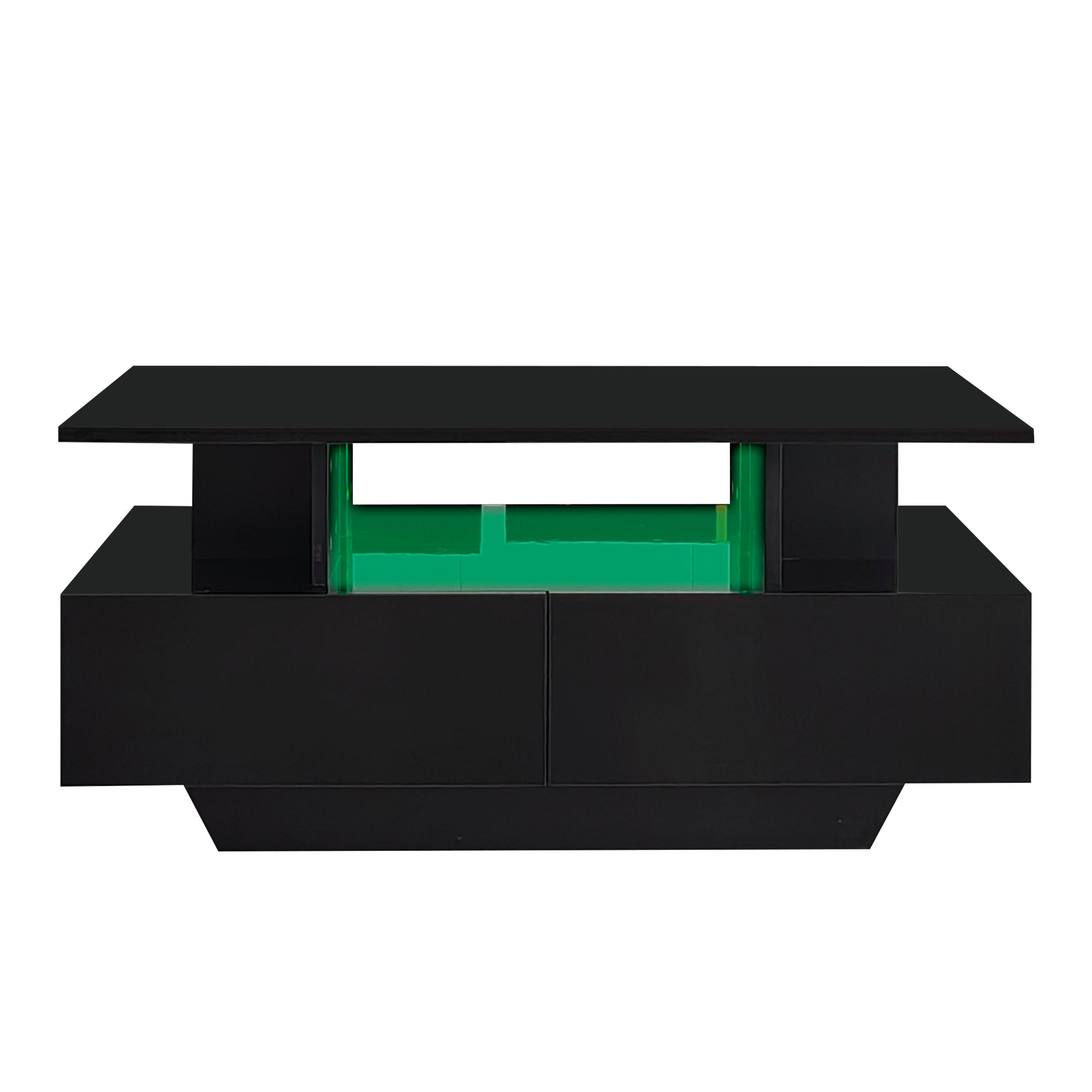 COUCHTISCH Schwarz 90/55/41 cm mit LED-Beleuchtung - Schwarz, Holzwerkstoff (55/90/41cm) - PANGIVO