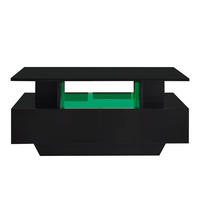 COUCHTISCH Schwarz 90/55/41 cm mit LED-Beleuchtung - Schwarz, Holzwerkstoff (55/90/41cm) - PANGIVO