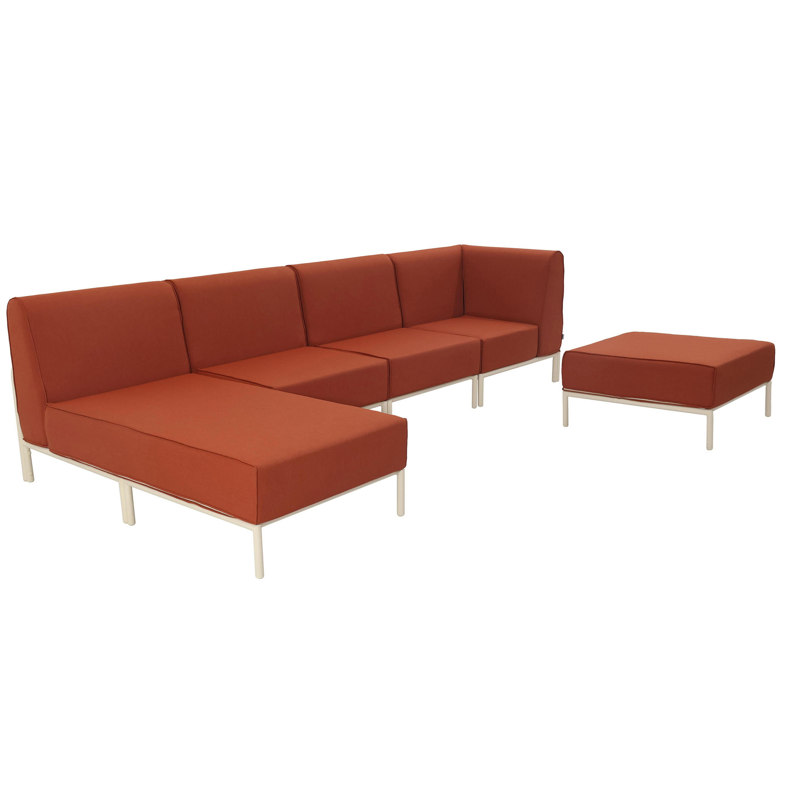 GARTENSOFA mit 5 Sitzplätzen, Terrakotta - Rot, Textil (153/78/360cm) - Oviala