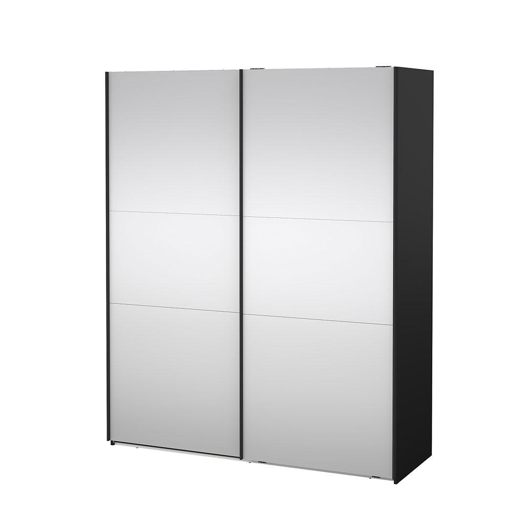 SCHIEBETÜRENSCHRANK, Como, Schwarz, Holzwerkstoff, 179 x 67 x 221 cm - Schwarz, Holzwerkstoff (179/221/67cm) - ebuy24