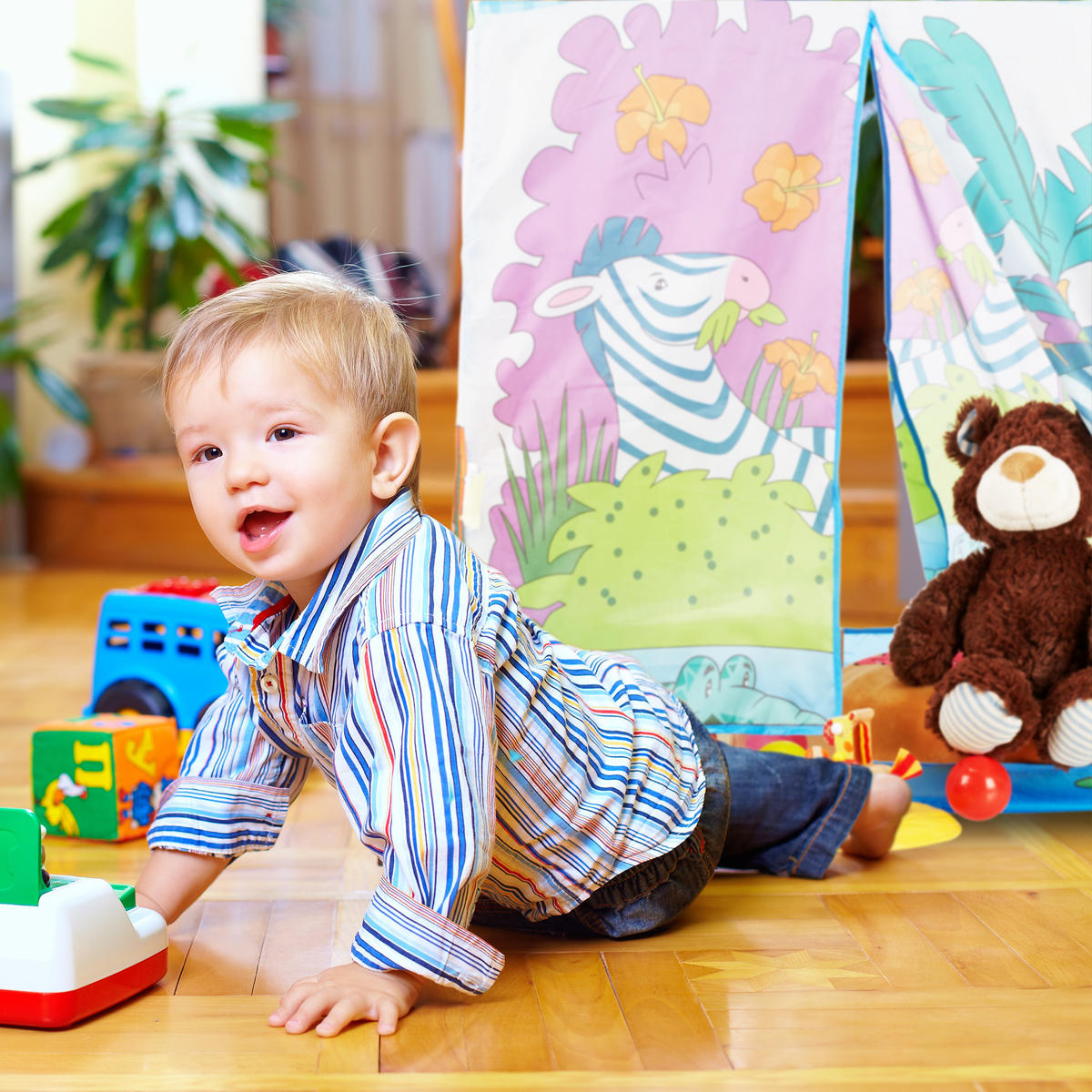 SPIELZELT Dschungel - Multicolor, Kunststoff/Textil (72/95cm) - Relaxdays