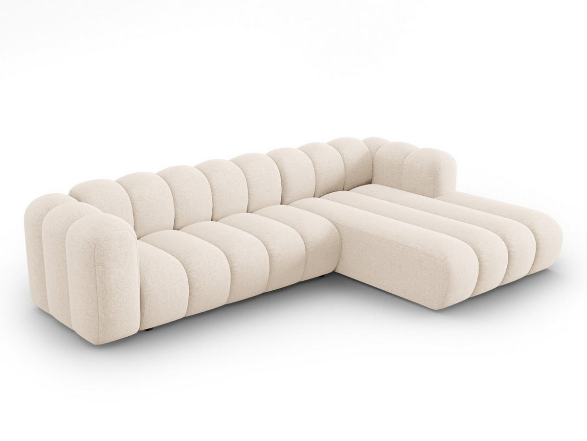 ECKSOFA modular rechts Lupine aus Chenille-Stoff leichtes beige 4 Sitzplätze - Creme, Textil (177/290cm) - Micadoni
