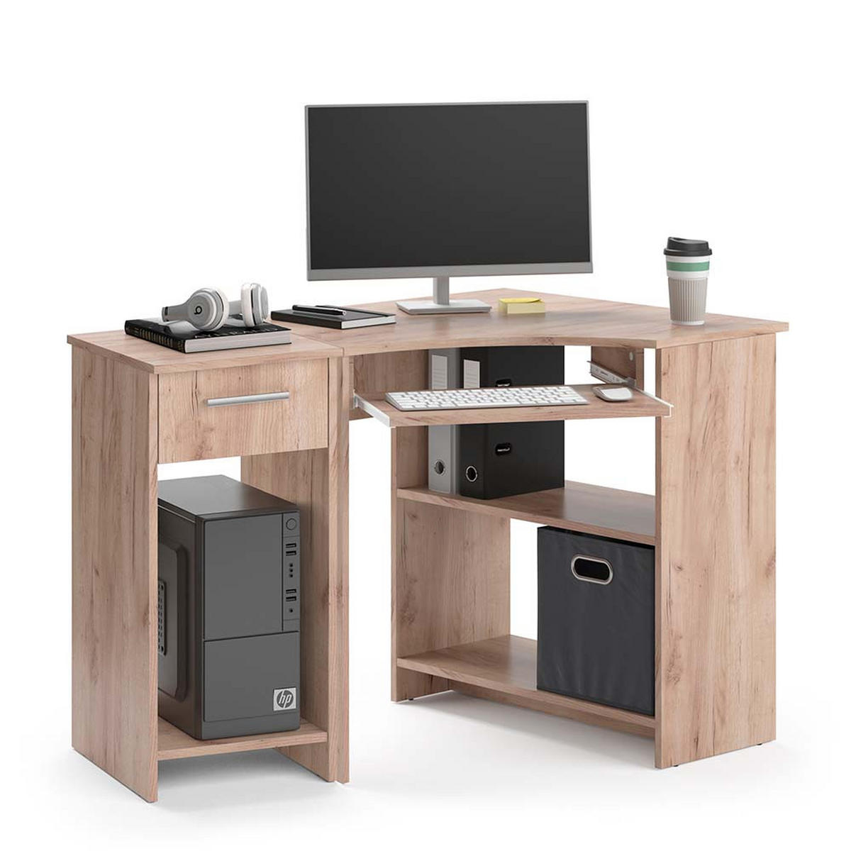 ECKSCHREIBTISCH Odin Sonoma 83 x 76 cm Set mit PC-Schrank - Sonoma Eiche, Holzwerkstoff (76/83/77cm) - Vicco