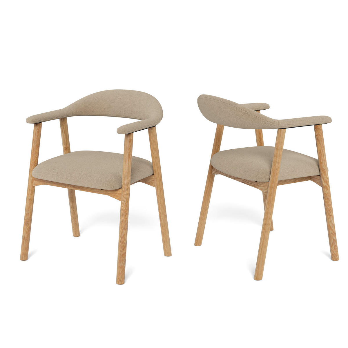 ARMLEHNSTUHL Hikari Komfort 2er-Set Graubeige - Greige, Holz/Textil (56/75.5/54cm) - Pillovely