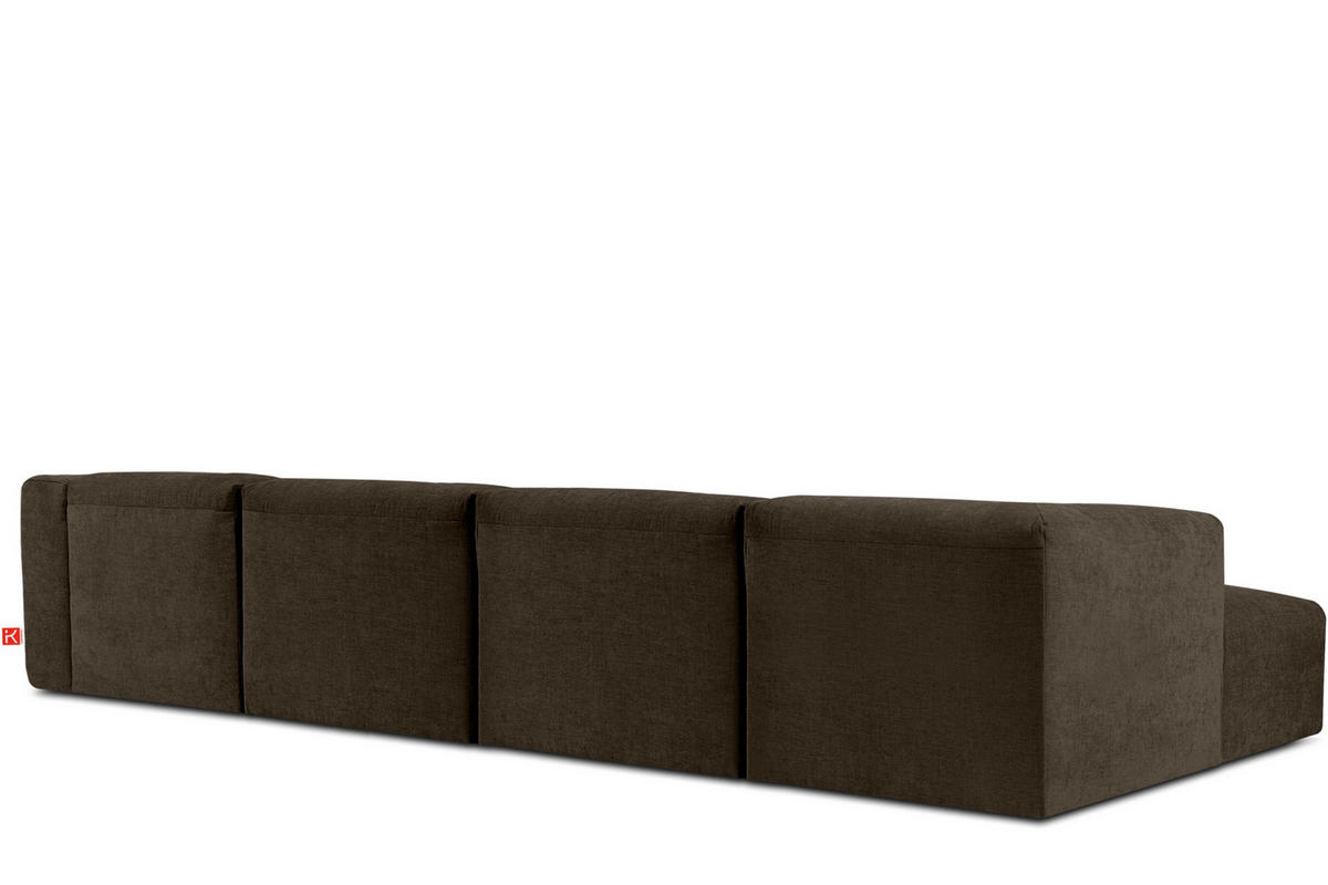 ECKMODULSOFA-LINKS BUFFO 6-Sitzer mit extrem weicher Sitzfläche, Gewebestoff, braun - Braun, Textil (377/180cm) - KONSIMO®