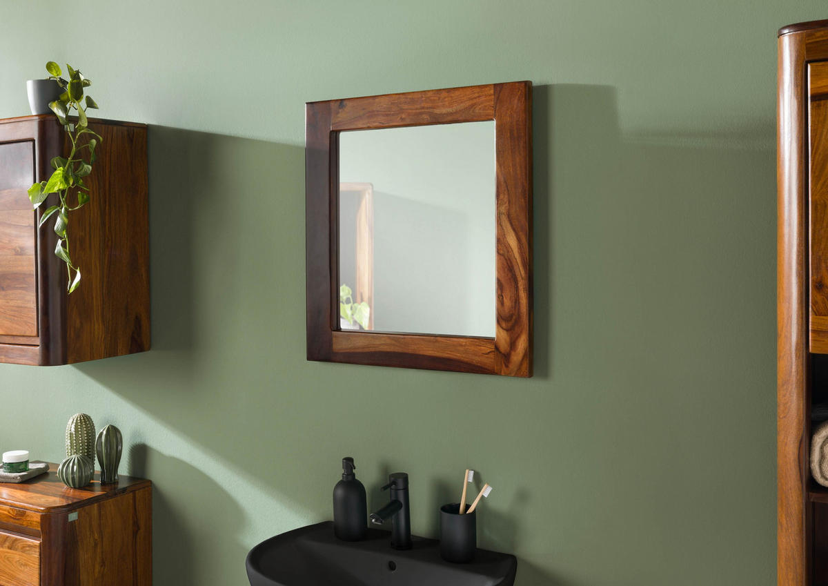 SPIEGEL Sheesham 60x3x65 walnuss lackiert TORONTO #314 - Dunkelbraun, Holzwerkstoff (60/65/3cm) - Massivmoebel24